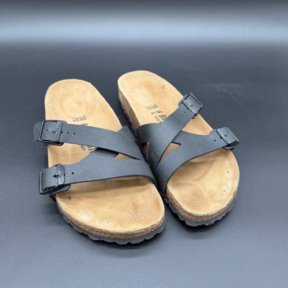 BIRKENSTOCK Black Yao Balance Sandals Slides Patent Leather Black Women's Size 7